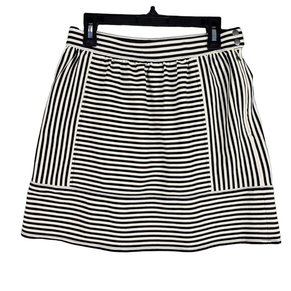 MADEWELL Black & Ivory A2729 Ponte Swivel Mini Striped Skirt SIZE 0 - Picture 2 of 12